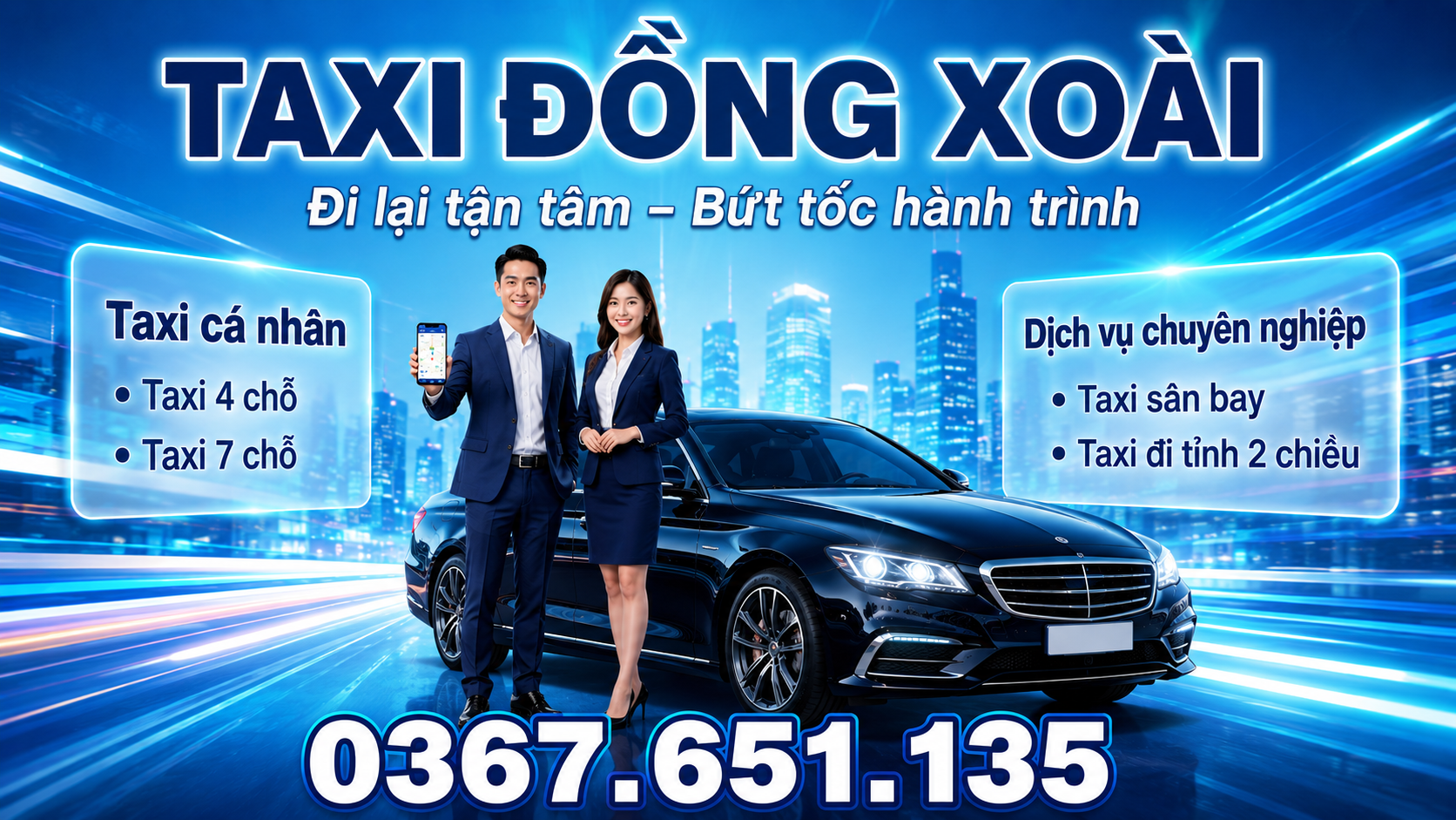 Xe taxi phục vụ tại Đồng Xoài