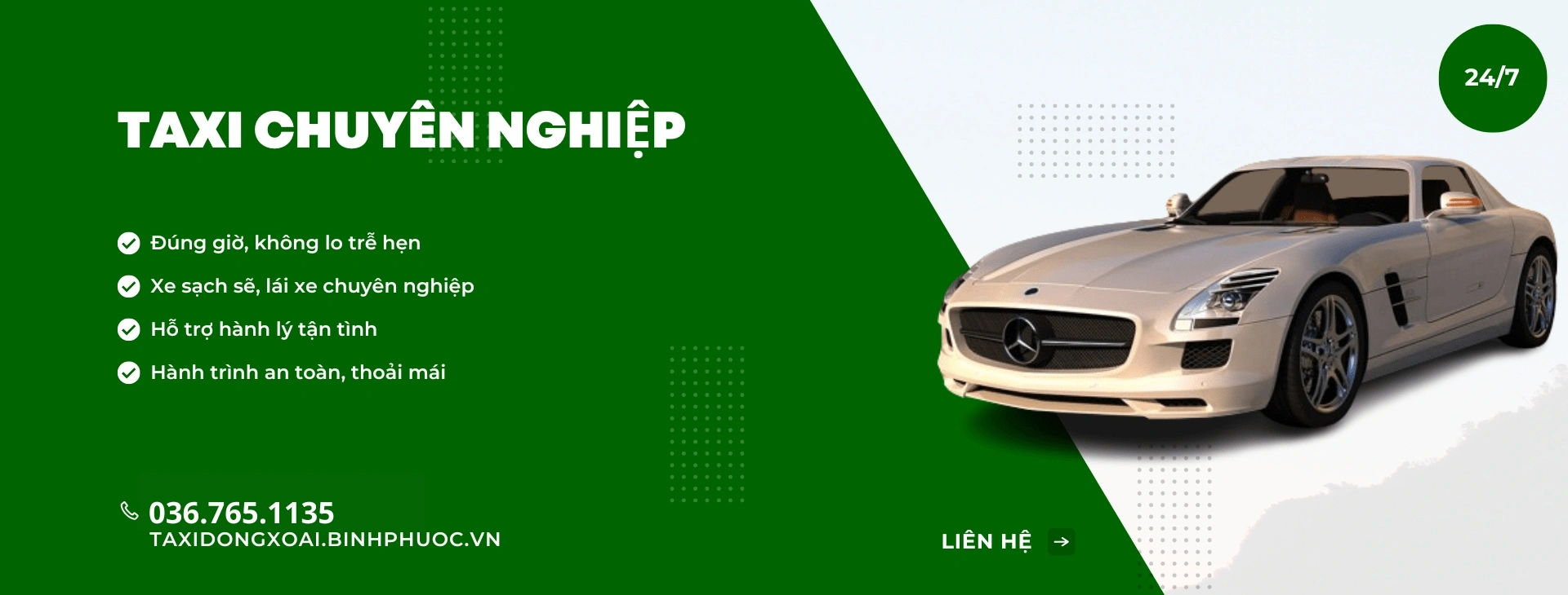 Dịch vụ taxi Đồng Xoài phục vụ 24/7